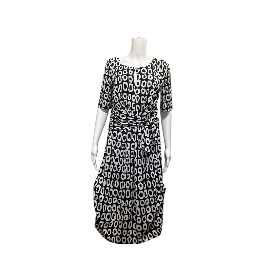 Long Tall Sally Black White Geometric Pattern Dress Size 8